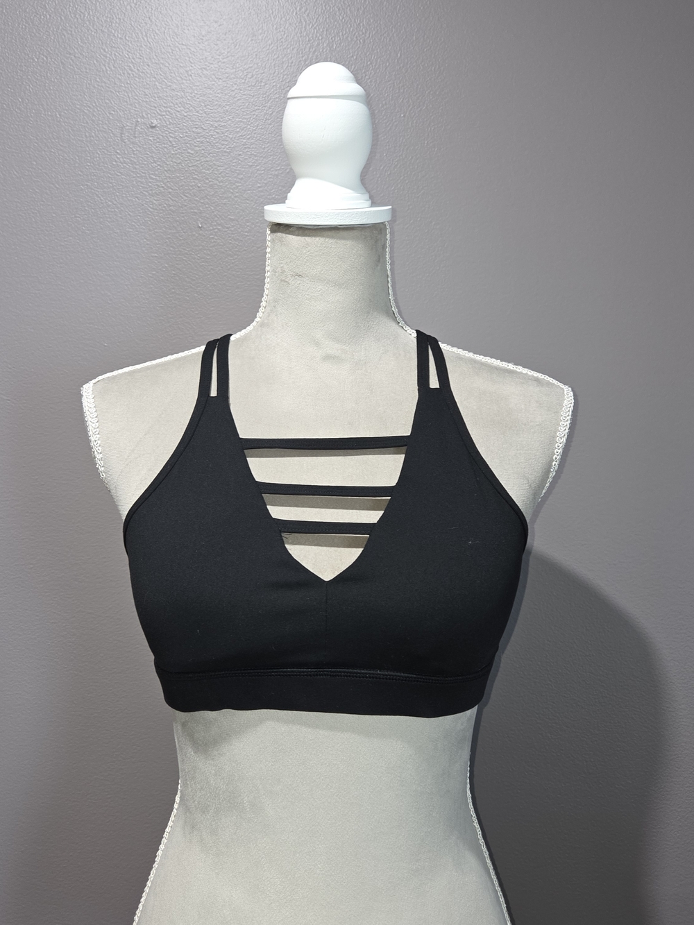 ZYIA Active Black Grid Bra -Sportsbra - Large
